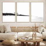 29611516-MGV-FC-60X30-3P_Natural-Black White Beach Wall Art Canvas Print, Framed Palm Trees Art Picture Print, Monochrome Tropical Perfect Minimalist Coastal Decor