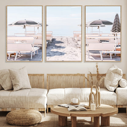 67623952-MGV-CV-36X24-Minimalist Beach Wall Art Canvas Print, Framed Pastel Sand Art Picture Print, Beach Aesthetic Perfect Coastal Minimalist Decor