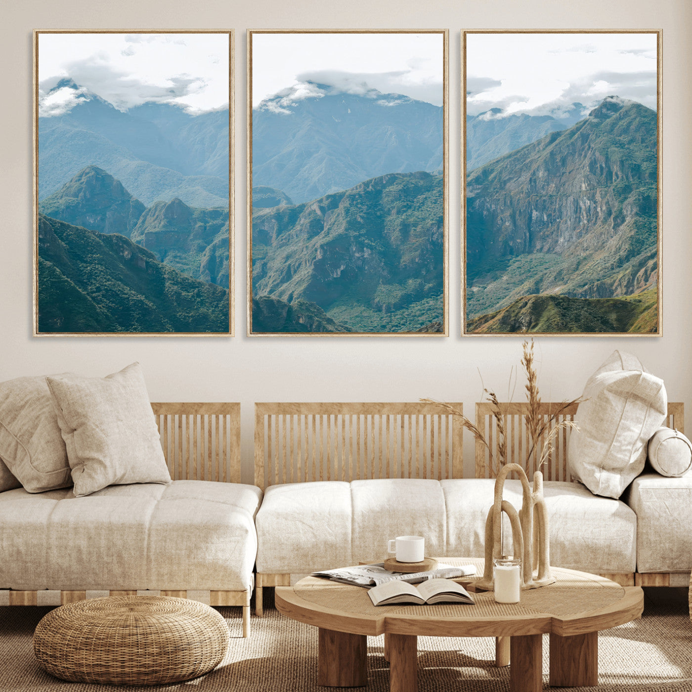 79393816-MGV-CV-36X24-Misty Mountain Wall Art Canvas Print, Framed Cloudy Andean Art Picture Print, Rugged Mountain Perfect Rustic Nature Decor Artwork