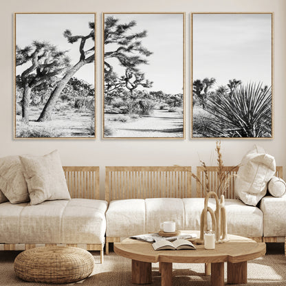 88164251-MGV-CV-36X24-Joshua Tree Wall Art Canvas Print, Framed Desert Path Art Picture Print, Monochrome Desert Perfect Minimalist Desert Decor Artwork