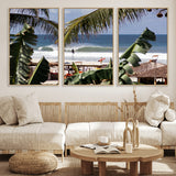 34722557-MGV-CV-36X24-Tropical Shoreline Wall Art Canvas Print, Framed Surfer Beach Art Picture Print, Coastal Surf Perfect Tropical Coastal Decor