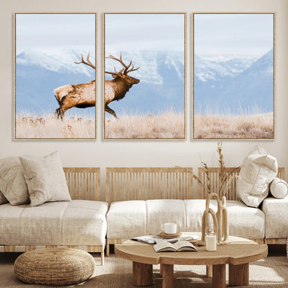 96024025-MGV-CV-36X24-Elk Photography Wall Art Canvas Print, Framed Mountain Wildlife Art Picture Print, Rustic Lodge Decor Perfect Rustic Lodge Decor