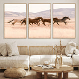 83644685-MGV-CV-36X24-Wild Horse Art Wall Art Canvas Print, Framed Rustic Western Art Picture Print, Desert Horse Scene Perfect Rustic Western Decor