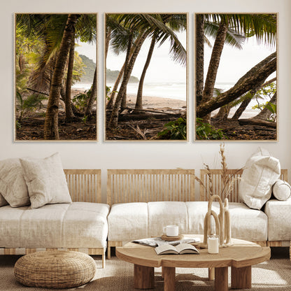 92093951-MGV-CV-36X24-Tropical Jungle Wall Art Canvas Print, Framed Palm Tree Forest Art Picture Print, Coastal Escape Perfect Jungle Retreat Decor