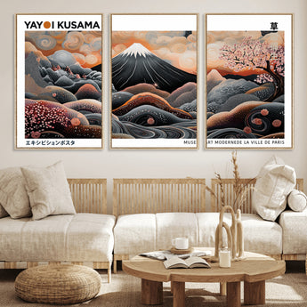 63125329-MGV-FC-60X30-3P_Natural-Japanese Mt Fuji Wall Art – Surreal Ukiyo e Style Cherry Blossom Poster, Swirling Cloud Landscape Print, Modern Oriental Asian