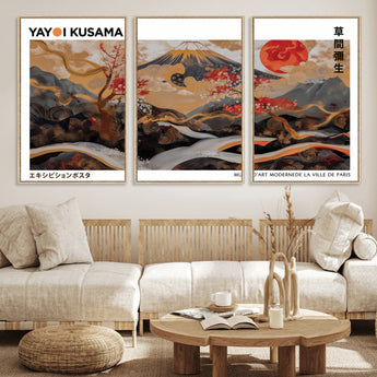 85375874-MGV-CV-36X24-Mount Fuji Abstract Wall Art – Japanese Landscape Canvas Print, Cherry Blossom & Red Sun Painting, Elegant Modern Zen Asian Home