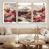 32352074-MGV-FC-60X30-3P_Natural-Japanese Landscape Wall Art – Mount Fuji River Canvas Print, Modern Asian Inspired Nature Decor for Living Room, Bedroom, Office