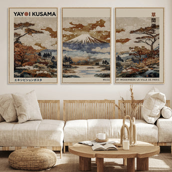 11778299-MGV-FC-60X30-3P_Natural-Japanese Landscape Wall Art – Mount Fuji Canvas Print, Asian Inspired Nature Decor for Living Room, Bedroom, Office or Studio