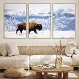 58512275-MGV-CV-36X24-Cowboy Aesthetic Wall Art Canvas Print, Framed Neutral Animal Theme Art Picture Print, Bison Ranch Style Perfect Rustic Western