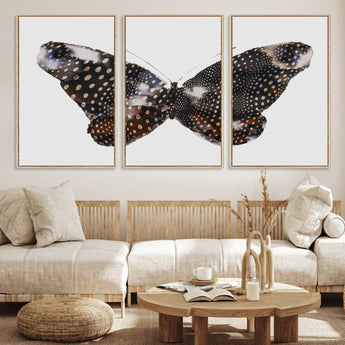 99831147-MGV-CV-36X24-Spotted Butterfly Wall Art Canvas Print, Framed Neutral Insect Theme Art Picture Print, Earthy Wing Pattern Perfect Modern Rustic
