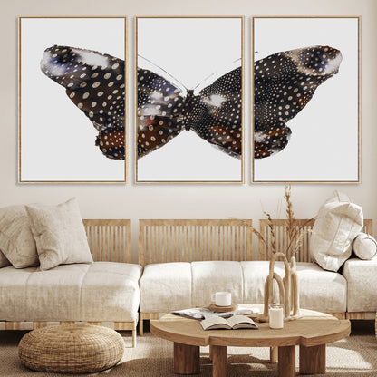 99831147-MGV-CV-36X24-Spotted Butterfly Wall Art Canvas Print, Framed Neutral Insect Theme Art Picture Print, Earthy Wing Pattern Perfect Modern Rustic