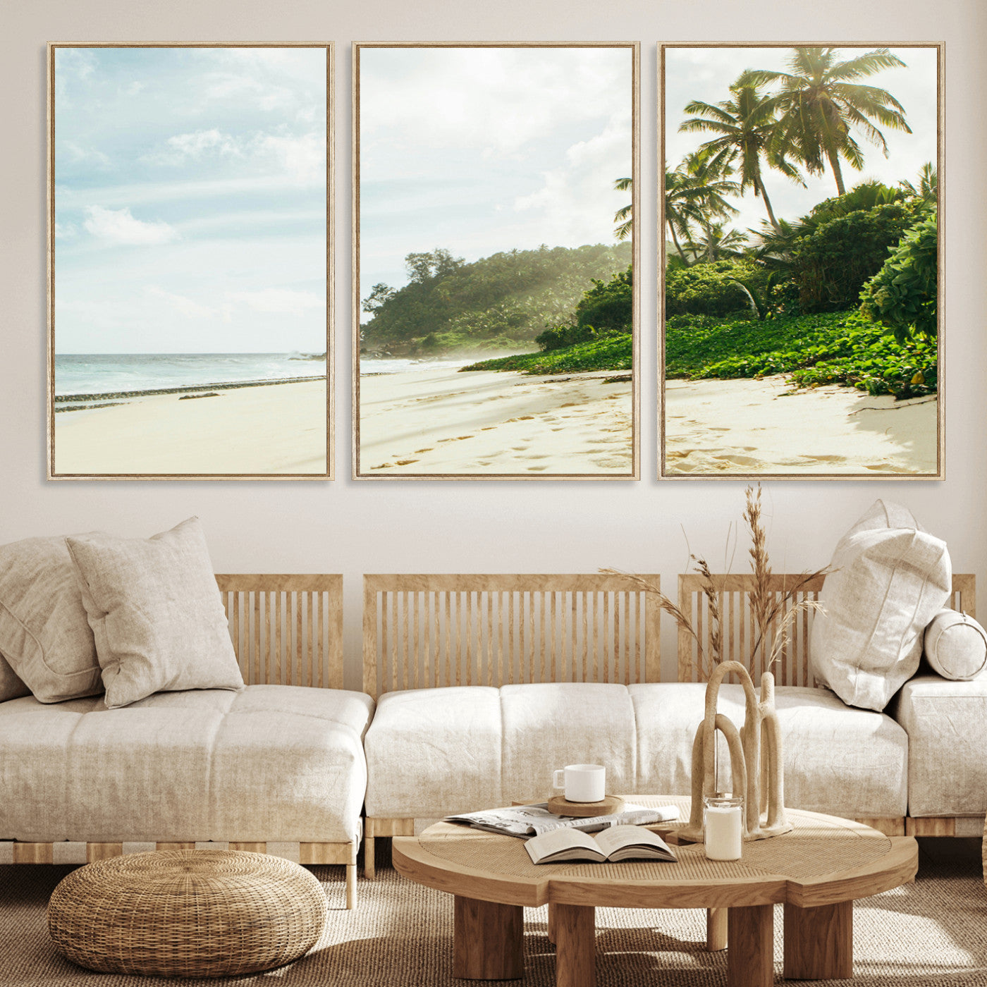 42984524-MGV-CV-36X24-Relaxing Beach Wall Art Canvas Print, Framed Ocean View Art Picture Print, Coastal Serenity Perfect Tropical Coastal Decor Artwork