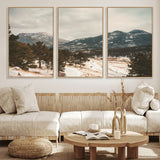 77311749-MGV-CV-36X24-Mountain Landscape Wall Art Canvas Print, Framed Snowy Peaks Art Picture Print, Alpine Aesthetic Perfect Rustic Winter Decor