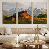 31771014-MGV-FC-60X30-3P_Natural-Rustic Barn Wall Art Canvas Print, Framed Western Landscape Art Picture Print, Farmhouse Style Perfect Rustic Farmhouse Decor