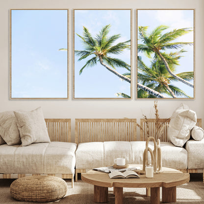 54719115-MGV-CV-36X24-Palm Trees Wall Art Canvas Print, Framed Tropical Aesthetic Art Picture Print, Coastal Serenity Perfect Tropical Minimalist Decor