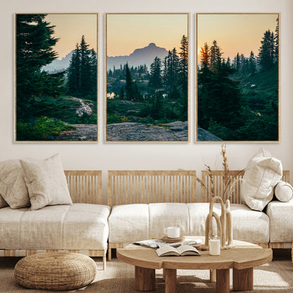 66397982-MGV-CV-36X24-Mountain Landscape Wall Art Canvas Print, Framed Forest Serenity Art Picture Print, Mountain Landscape Perfect Rustic Wilderness
