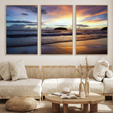 36714356-MGV-CV-36X24-Beach Sunset Wall Art Canvas Print, Framed Ocean Waves Art Picture Print, Tropical Seascape Perfect Coastal Serenity Decor Artwork