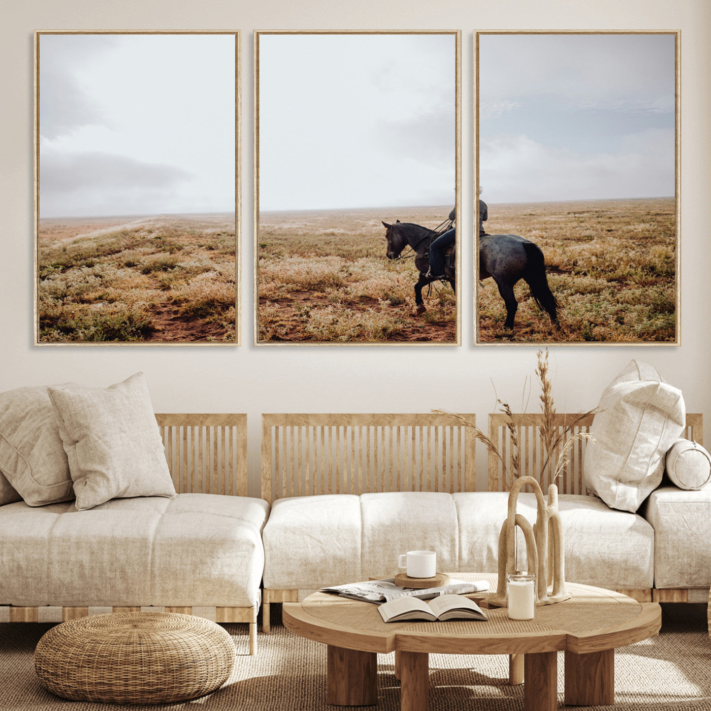 57597730-MGV-CV-36X24-Cowboy Wall Art Wall Art Canvas Print, Framed Western Canvas Art Picture Print, Rustic Ranch Scene Perfect Rustic Western Decor