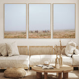 14761944-MGV-CV-36X24-Foggy Plains Wall Art Canvas Print, Framed Horseback Riders Art Picture Print, Rustic Western Perfect Rustic Western Decor Artwork