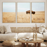 61392510-MGV-CV-36X24-Buffalo Wall Art Wall Art Canvas Print, Framed Western Wildlife Decor Art Picture Print, Rustic Farmhouse Art Perfect Rustic
