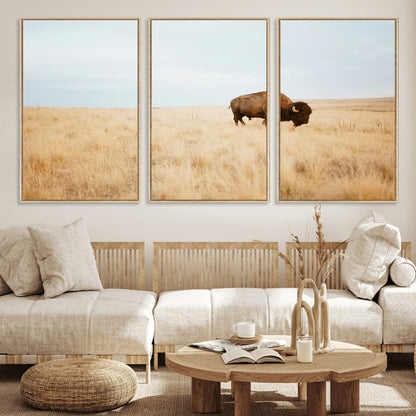 61392510-MGV-CV-36X24-Buffalo Wall Art Wall Art Canvas Print, Framed Western Wildlife Decor Art Picture Print, Rustic Farmhouse Art Perfect Rustic