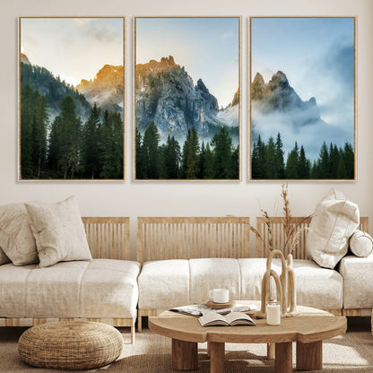 21145440-MGV-FC-60X30-3P_Natural-Wilderness Wall Art Wall Art Canvas Print, Framed Nature Landscape Decor Art Picture Print, Misty Forest Photography Perfect