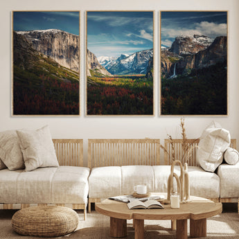 15244033-MGV-FC-60X30-3P_Natural-Yosemite National Wall Art Canvas Print, Framed Mountain Landscape Art Picture Print, El Capitan Perfect Rustic Farmhouse Decor