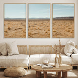 55918919-MGV-FC-60X30-3P_Natural-Desert Landscape Wall Art – Golden Grass Plains and Mountain Horizon Canvas Print, Southwest Nature Photography Decor for Living
