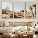 62783269-MGV-FC-60X30-3P_Natural-Joshua Tree Wall Art – Desert Landscape Photography Canvas Print, Southwest Nature Artwork Rustic Home Decor for Living Room,