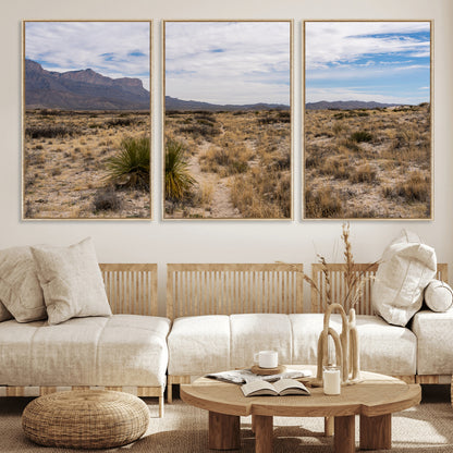21606563-MGV-FC-60X30-3P_Natural-Desert Mountain Wall Art – Southwest Landscape Photography Canvas Print, Rustic Nature Artwork Scenic Western Decor for Living