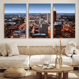 25096967-MGV-FC-60X30-3P_Natural-Atlanta Skyline Wall Art – Vibrant Cityscape Canvas Print, Modern Night Lights Urban Decor for Office, Living Room, or Apartment