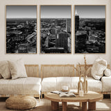 46578567-MGV-CV-36X24-Atlanta Skyline Wall Art – Black and White Cityscape Canvas Print, Modern Urban Night Decor for Office, Living Room, or Apartment