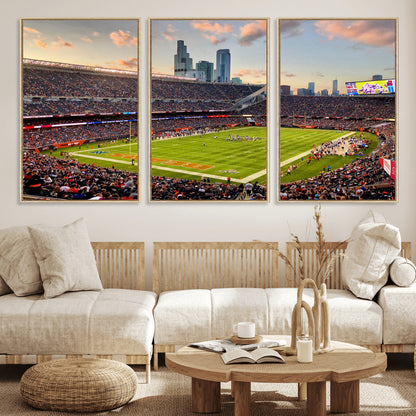 55377093-MGV-FC-60X30-3P_Natural-Soldier Field Wall Art – Panoramic Chicago Bears Football Stadium Canvas Print, Game Day Sports Decor for Man Cave, Bar, Office,