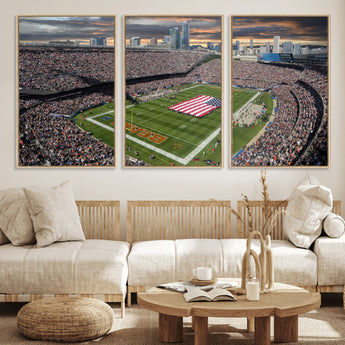 98106777-MGV-FC-60X30-3P_Natural-Soldier Field Wall Art – Chicago Bears Stadium Canvas Print with American Flag, Game Day Football Decor for Man Cave, Bar, or