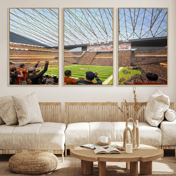 81960112-MGV-FC-60X30-3P_Natural-Futuristic Football Stadium Wall Art – Modern Dome Arena Canvas Print, Chicago Bears Concept Design Sports Decor for Man Cave or