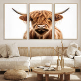 637908607-MGV-FC-93X47-3P_Black-Highland Cow Wall Art Print – Rustic Farmhouse Animal Portrait, Scottish Highland Cattle Canvas, Modern Country Wall Decor for