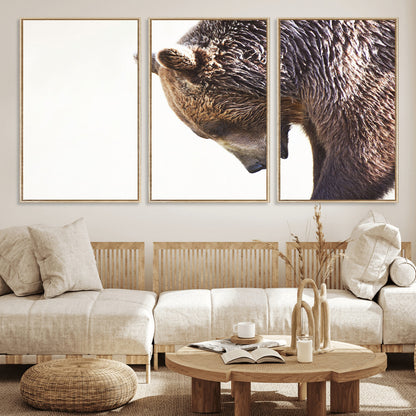 14405507-MGV-CV-36X24-Grizzly Bear Canvas Wall Art – Framed Wildlife Nature Decor, Large Brown Bear Profile Canvas Print for Living Room, Office, or