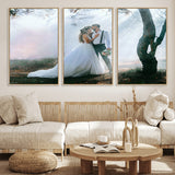 CSTM913-MGV-FC-60X30-3P_Natural-Framed Wedding Canvas Print - Custom Wall Art Keepsake for Couples, Elegant Home Decoration Gift, Create Your Own Photo Canvas