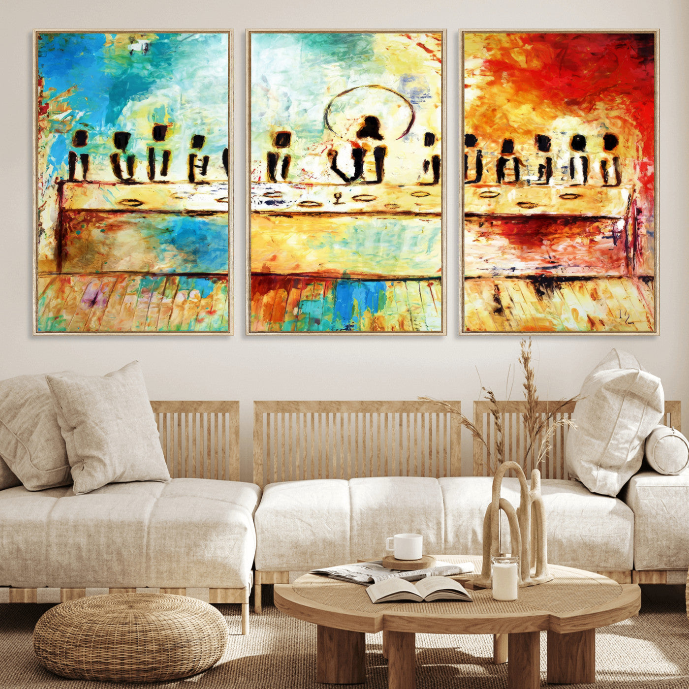 YKE34632598CR-MGV-CV-36X24-Abstract Last Supper with Apostles Wall Art Canvas Print