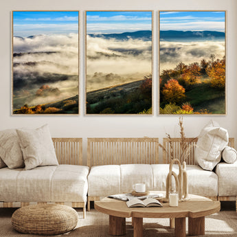 21551192-MGV-FC-60X30-3P_Natural-Landscape Wall Art – Autumn Mountain View Canvas Print, Scenic Nature Photography Decor for Bedroom, Living Room, Office, Cabin or