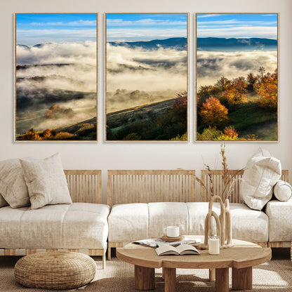 21551192-MGV-FC-60X30-3P_Natural-Landscape Wall Art – Autumn Mountain View Canvas Print, Scenic Nature Photography Decor for Bedroom, Living Room, Office, Cabin or