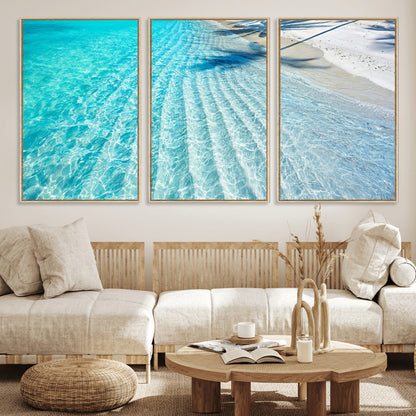 68127042-MGV-CV-36X24-Beach Wall Art – Tropical Ocean Canvas Print, Clear Water and White Sand Photography Decor for Bedroom, Living Room, Office,
