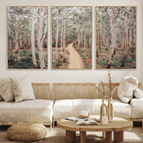 24760563-MGV-FC-60X30-3P_Natural-Forest Wall Art – Tranquil Woodland Path Canvas Print, Scenic Nature Photography Decor for Bedroom, Living Room, Office, Cabin or