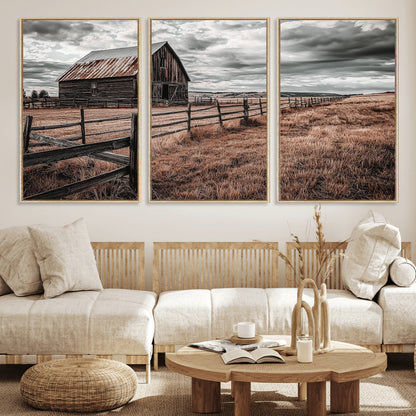 70676381-MGV-CV-36X24-Rustic Barn Wall Art – Weathered Farmhouse Canvas Print, Country Landscape Photography Decor for Bedroom, Living Room, Office,