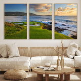 67486665-MGV-CV-36X24-Golf Course Wall Art – Pebble Beach Oceanfront Canvas Print, Coastal Fairway Photography Sports Decor for Living Room, Office, Man