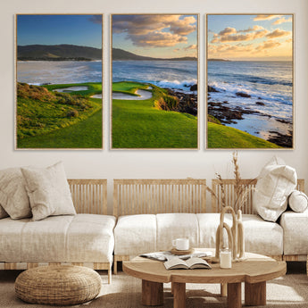67486665-MGV-CV-36X24-Golf Course Wall Art – Pebble Beach Oceanfront Canvas Print, Coastal Fairway Photography Sports Decor for Living Room, Office, Man