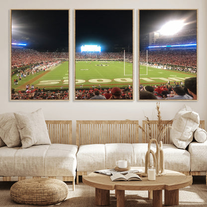 16230786-MGV-FC-60X30-3P_Natural-Sanford Stadium Wall Art – Georgia Bulldogs Football Night Game Canvas Print, College Sports Decor for Man Cave, Bar, Office, or