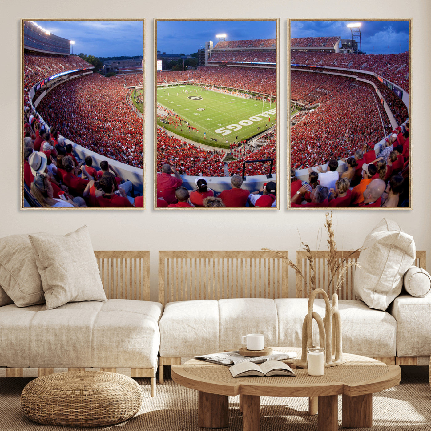 10244378-MGV-CV-36X24-Sanford Stadium Wall Art – Georgia Bulldogs Football Panoramic Evening Canvas Print, College Game Day Decor for Man Cave, Bar, or
