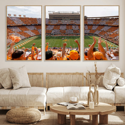 76011417-MGV-CV-36X24-Tennessee Volunteers Wall Art – Neyland Stadium Checkerboard Crowd Canvas Print, Vols Football Game Day Fan Perspective Sports