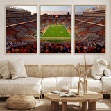 37160229-MGV-FC-60X30-3P_Natural-Neyland Stadium Wall Art – Panoramic Tennessee Volunteers Sunset Canvas Print, Checkerboard Crowd Football Game Day Decor for